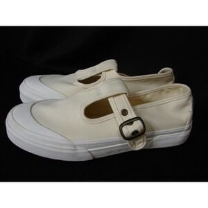 VANS Style 93 Canvas T-Strap Mary Jane Shoes Sneakers Creme White SZ 8.5